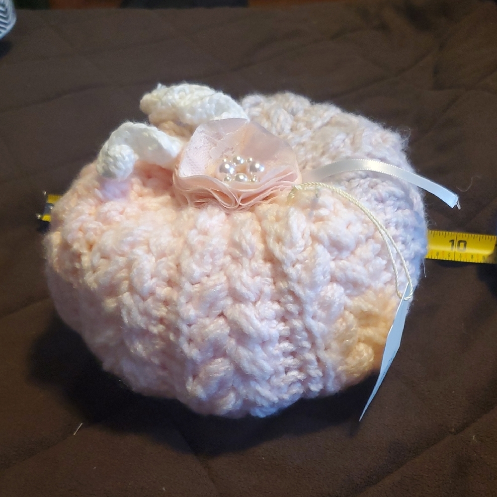Handcrafted Pink Holiday Pumpkin Ornament